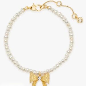 $98 Kate Spade Wrapped In A Bow Pearl Charm Bracelet